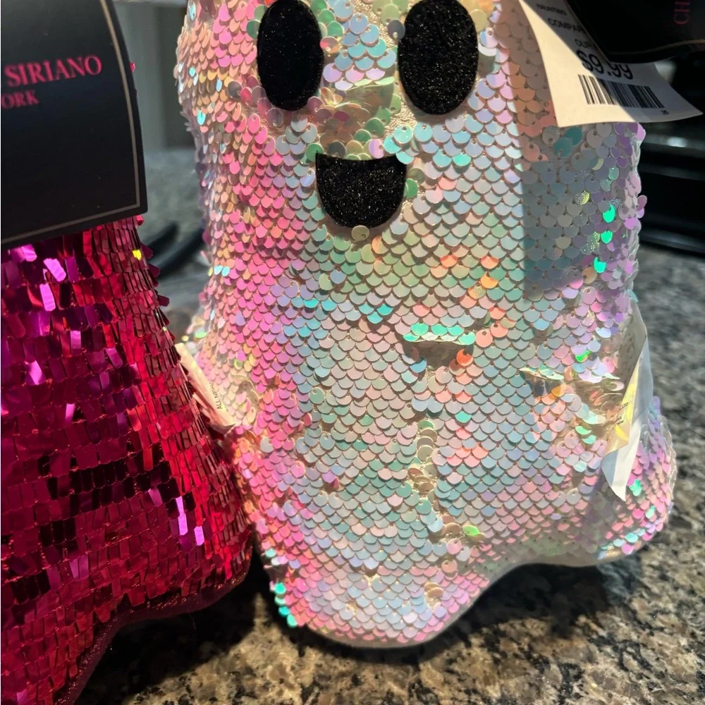 Christian Siriano set of TWO sequins ghost pillows. NWT